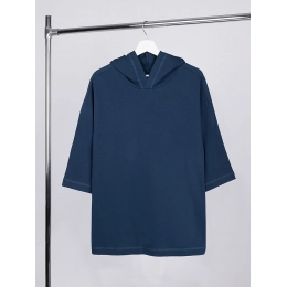 Unisex hooded oversize T-shirt by Neofit, dark blue.