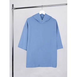 Unisex Neofit hooded oversize t-shirt, blue.