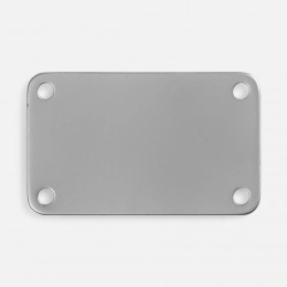 Metallic sign Furo, silver-colored.