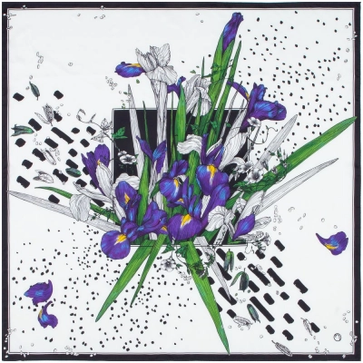 
                                                Silk scarf Delicate, irises
                                                