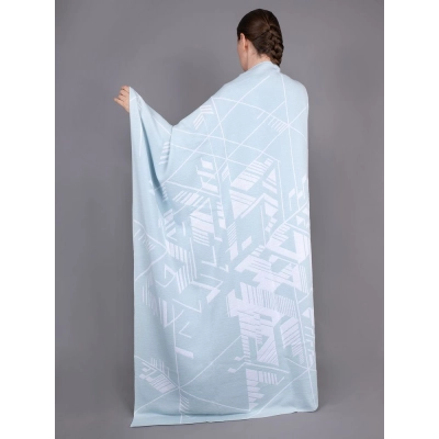 
                                            Winterflake blanket, white and blue with lurex.
                                            