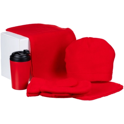 
                                                Fleecy set with a thermos cup, red.
                                                