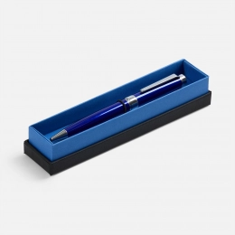 Ballpoint pen Broad Ring in a glossy blue case.
