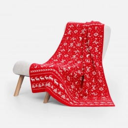 Holidale red and cream plaid blanket.