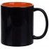 Chameleon On Display glossy black mug with orange.