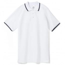 Men's polo shirt with contrasting trim Practice 270, white/dark blue