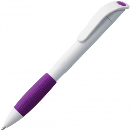 Ballpoint Grip pen, white with purple