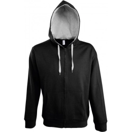 Men's Zip-up hoodie Soul Men 290 with contrasting hood, black