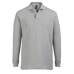 Men's long-sleeved polo shirt Star 170, grey melange