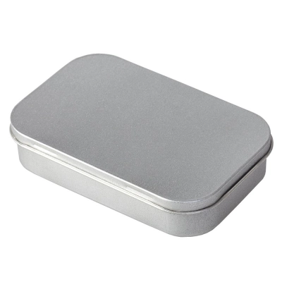 
                                            Rectangular, small, silver box
                                            