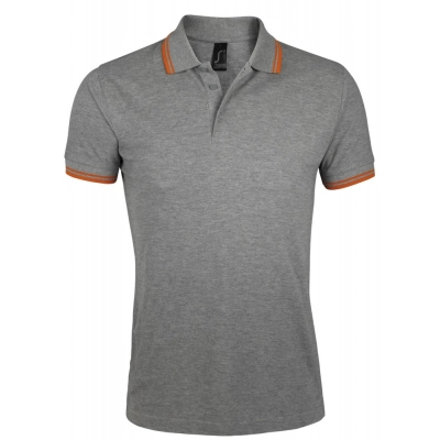 
                                                Pasadena Men 200 men's polo shirt with contrasting trim, grey melange with orange
                                                