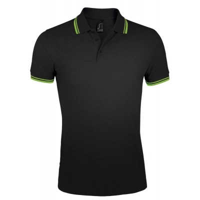 
                                                Pasadena Men 200 Men's Polo Shirt with contrasting trim, black with green
                                                