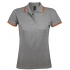 Pasadena Women 200 Women's Polo Shirt with contrasting trim, grey melange with Orange