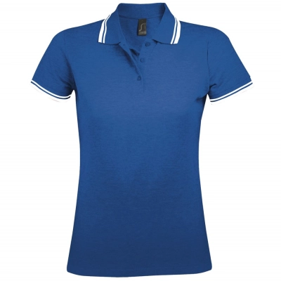 
                                                Women's Pasadena 200 polo shirt with contrast trim, bright blue with white.
                                                