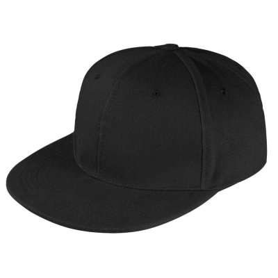 
                                                Snapback baseball cap with straight visor, black
                                                