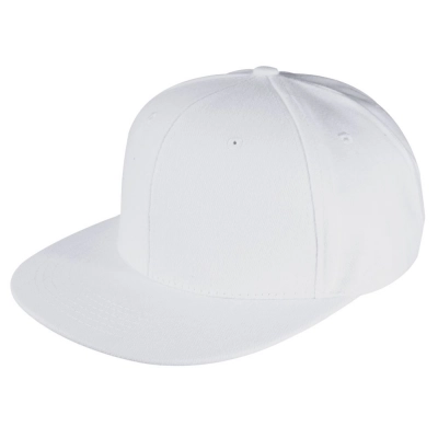 
                                                Snapback baseball cap with straight visor, white
                                                