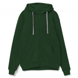 Siverga dark green hoodie with a zipper and a hood.