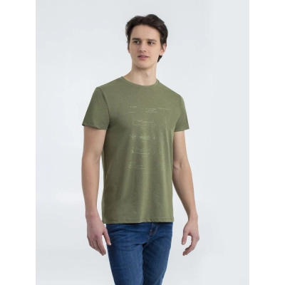
                                                Fitted T-shirt Old Patents. Knife, khaki melange
                                                