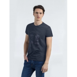 Fitted T-shirt Old Patents. Lighter, blue melange