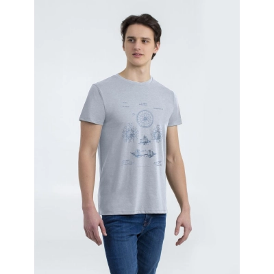
                                                Fitted T-shirt Old Patents. Wheel, light blue melange
                                                