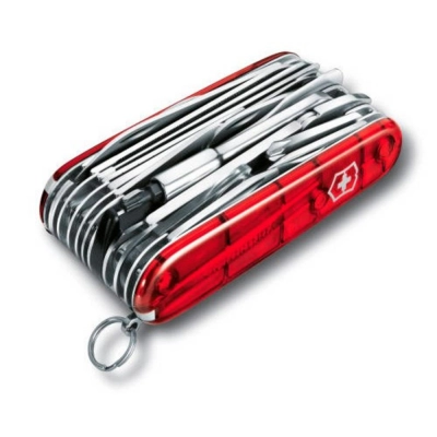 
                                                SwissChamp XLT 91 Officer's knife, transparent red
                                                
