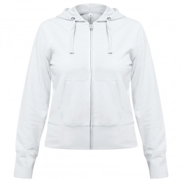 Women's Hoodie Hooded Full Zip White