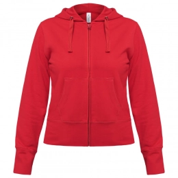 Women's Hoodie Hooded Full Zip Red