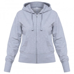 Women's Hoodie Hooded Full Zip Grey Melange