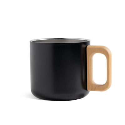 
                                            Кружка из нержавеющей стали с двойными стенками объемом 350 мл, деревянная ручка / Neosteel
                                            