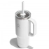 710 ML TRAVEL TUMBLER WITH CLEAR LID, WHITE