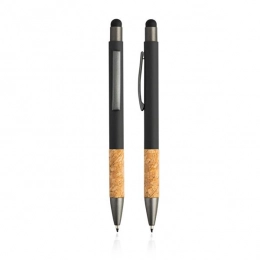 Rubberized aluminum ball pen with touch function