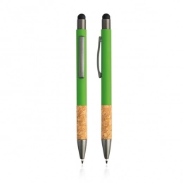 Rubberized aluminum ball pen with touch function