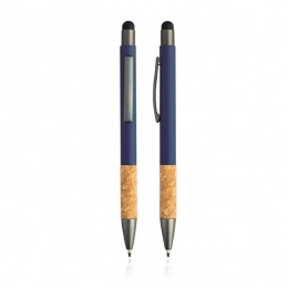 Rubberized aluminum ball pen with touch function