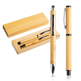 Bamboo writing set with metal elements