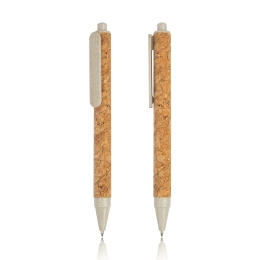 Cork and wheat fiber ballpoint pen