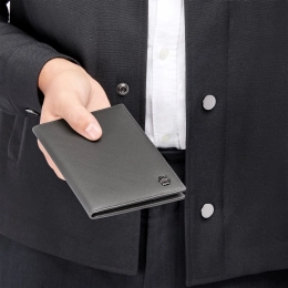 Passport Holder Double B Saffiano Grey