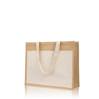 
                                                Jute bag with pocket made of 100% cotton
                                                