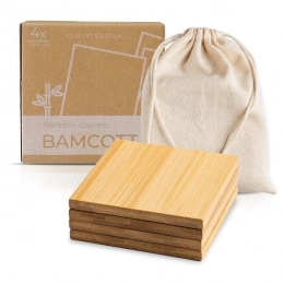 Set of bamboo coasters for glasses