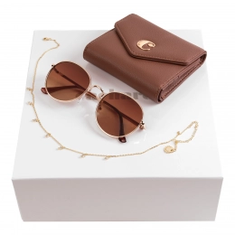 Cacharel Set (women's handbag, necklace, and sunglasses)
