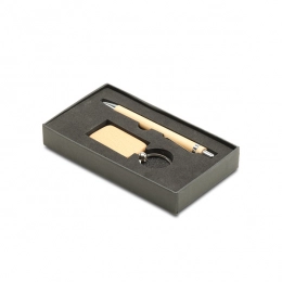 Ovar keyring and ballpen set, brown