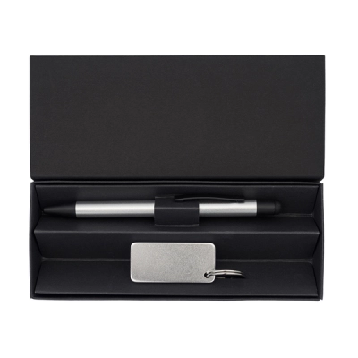 
                                            Couple pen and keychain gift set, silver
                                            