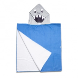 Sharky poncho-towel with a hood, blue