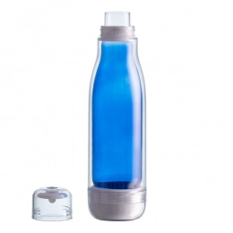 520 ml Smart glass bottle with outer tritan wall, blue
