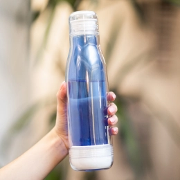 520 ml Smart glass bottle with outer tritan wall, blue