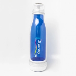 520 ml Smart glass bottle with outer tritan wall, blue