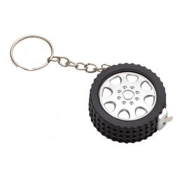 Keyring with 1 m tape measure, black/silver