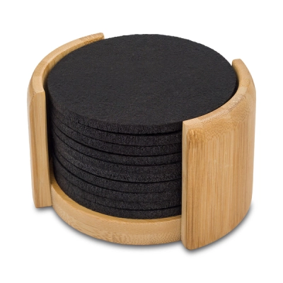 
                                            Mazzo RPET felt coaster set, black
                                            