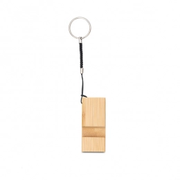 Bamboo keyring with phone stand, beige