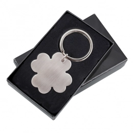 4-leaf clover keyring, silver