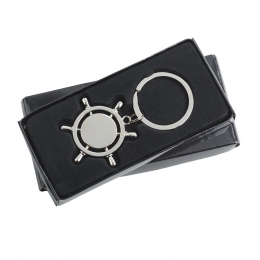 Steering Wheel metal keyring, silver